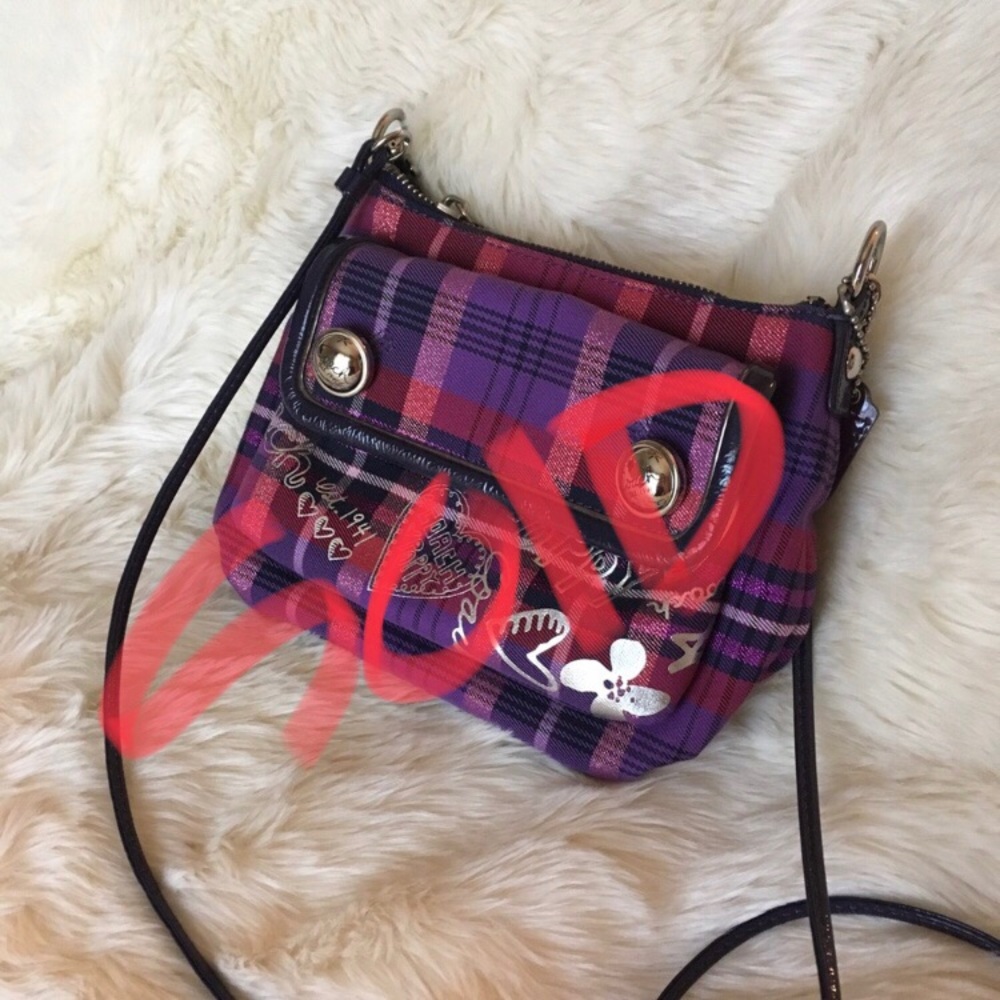 SOLD Coach Poppy Tartan Berry Plaid Crossbody